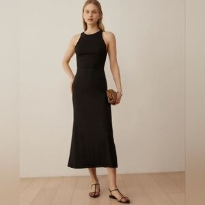Reformation Mackenzie Black Midi Knit Dress XS